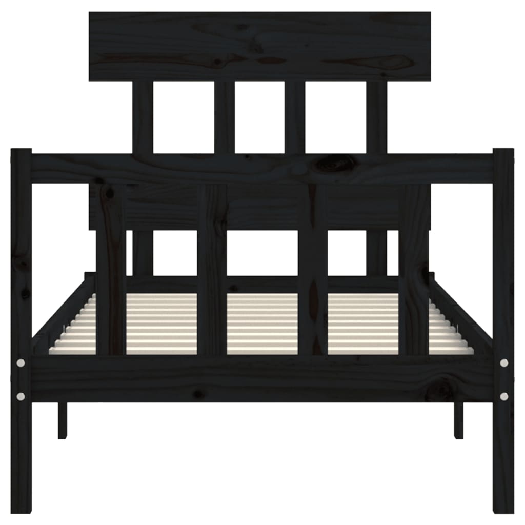 Bed Frame without Mattress Black Small Single Solid Wood Pine