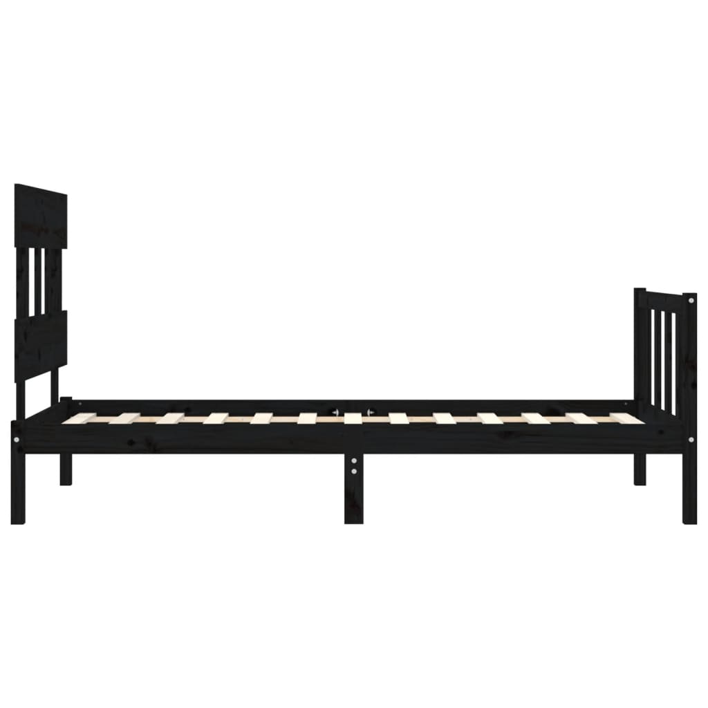 Bed Frame without Mattress Black Small Single Solid Wood Pine