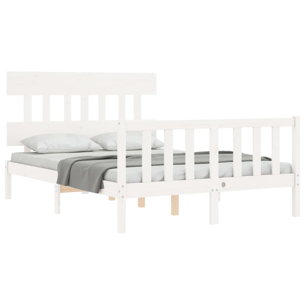 Bed Frame without Mattress White Small Double Solid Wood Pine