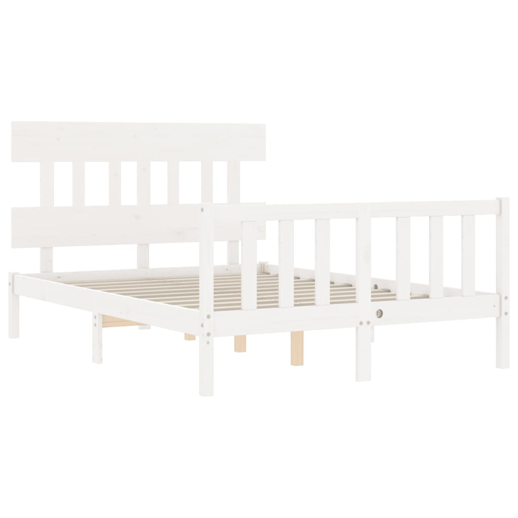 Bed Frame without Mattress White Small Double Solid Wood Pine