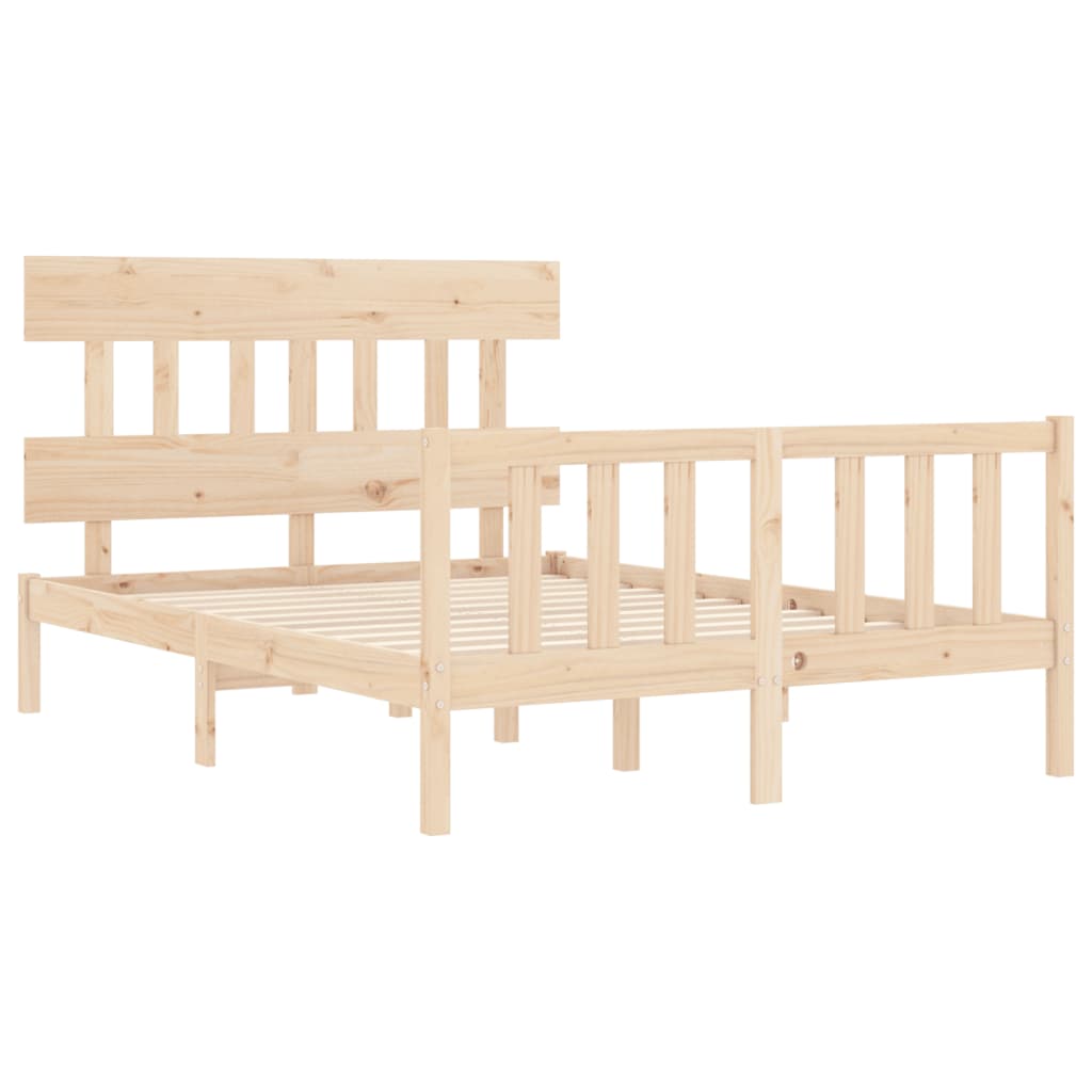 Bed Frame without Mattress Double Solid Wood Pine