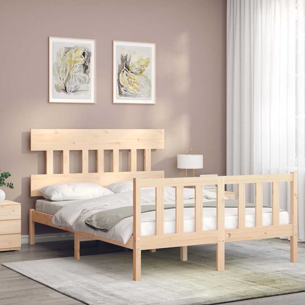 Bed Frame without Mattress 140x190 cm Solid Wood Pine