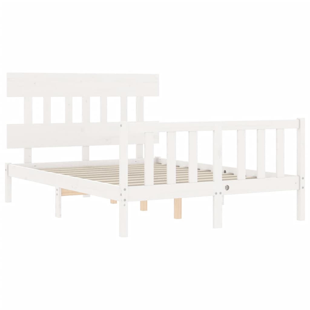 Bed Frame without Mattress White 140x200 cm Solid Wood Pine