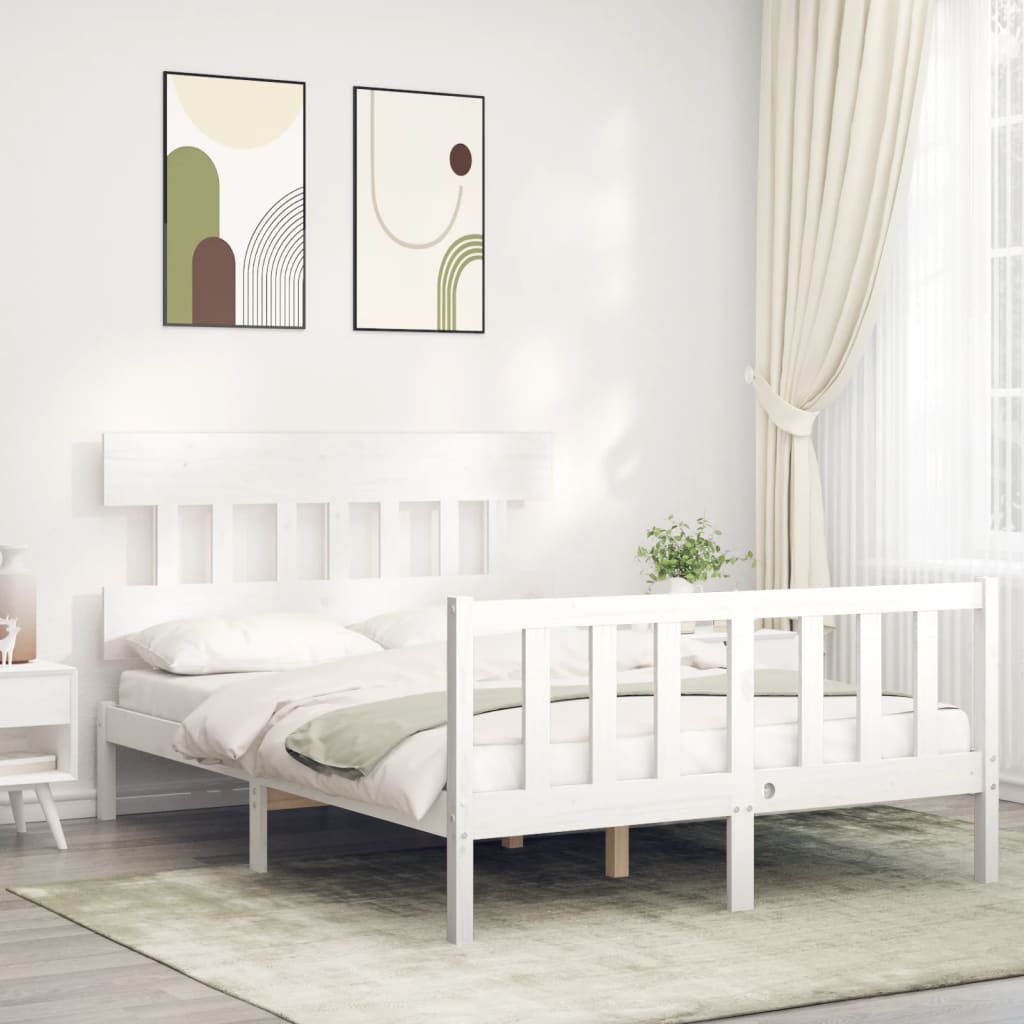 Bed Frame without Mattress White 140x200 cm Solid Wood Pine