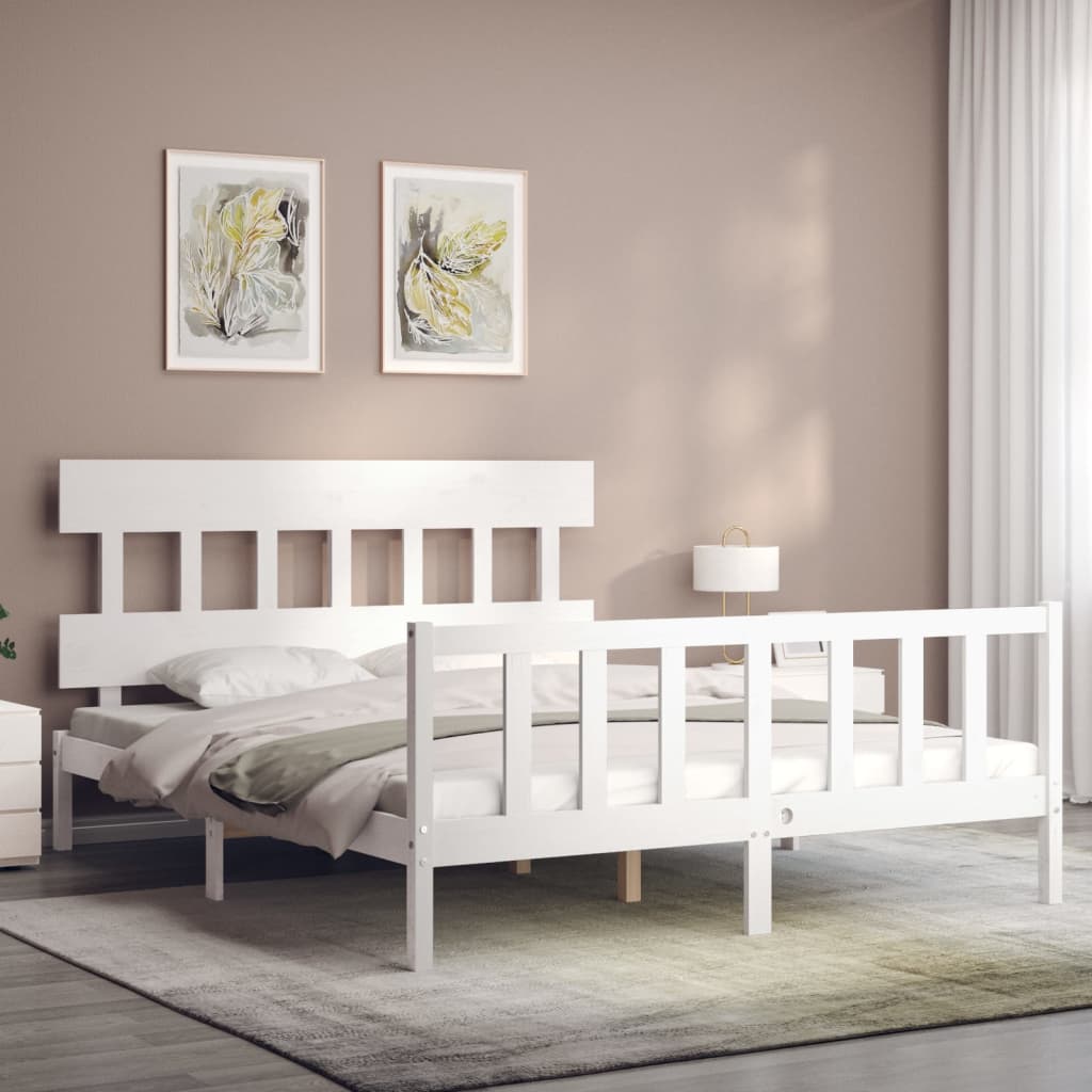Bed Frame without Mattress White 160x200 cm Solid Wood Pine