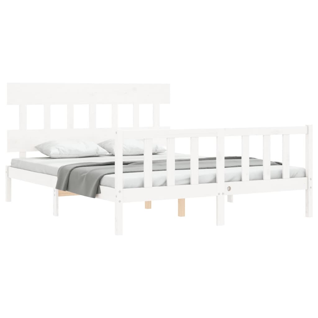 Bed Frame without Mattress White 160x200 cm Solid Wood Pine
