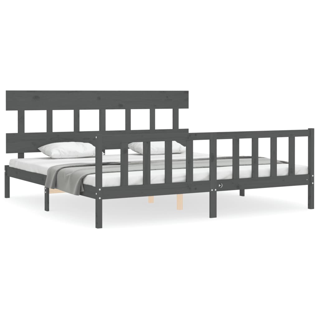 Bed Frame without Mattress Grey 200x200 cm Solid Wood Pine