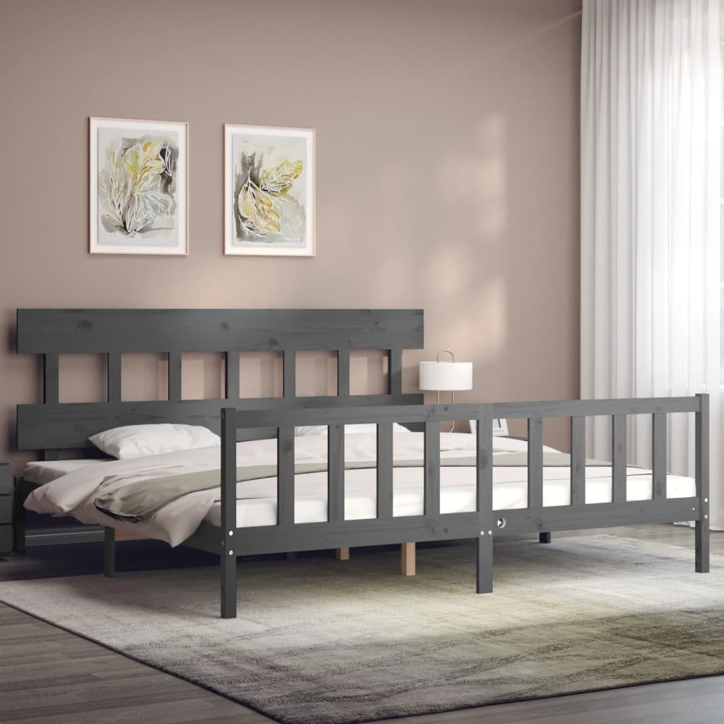 Bed Frame without Mattress Grey 200x200 cm Solid Wood Pine