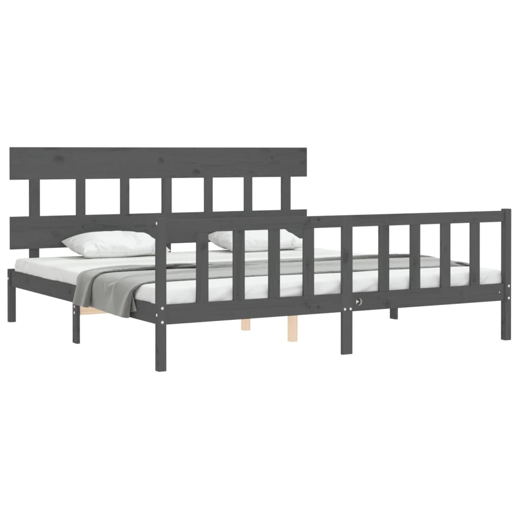 Bed Frame without Mattress Grey 200x200 cm Solid Wood Pine