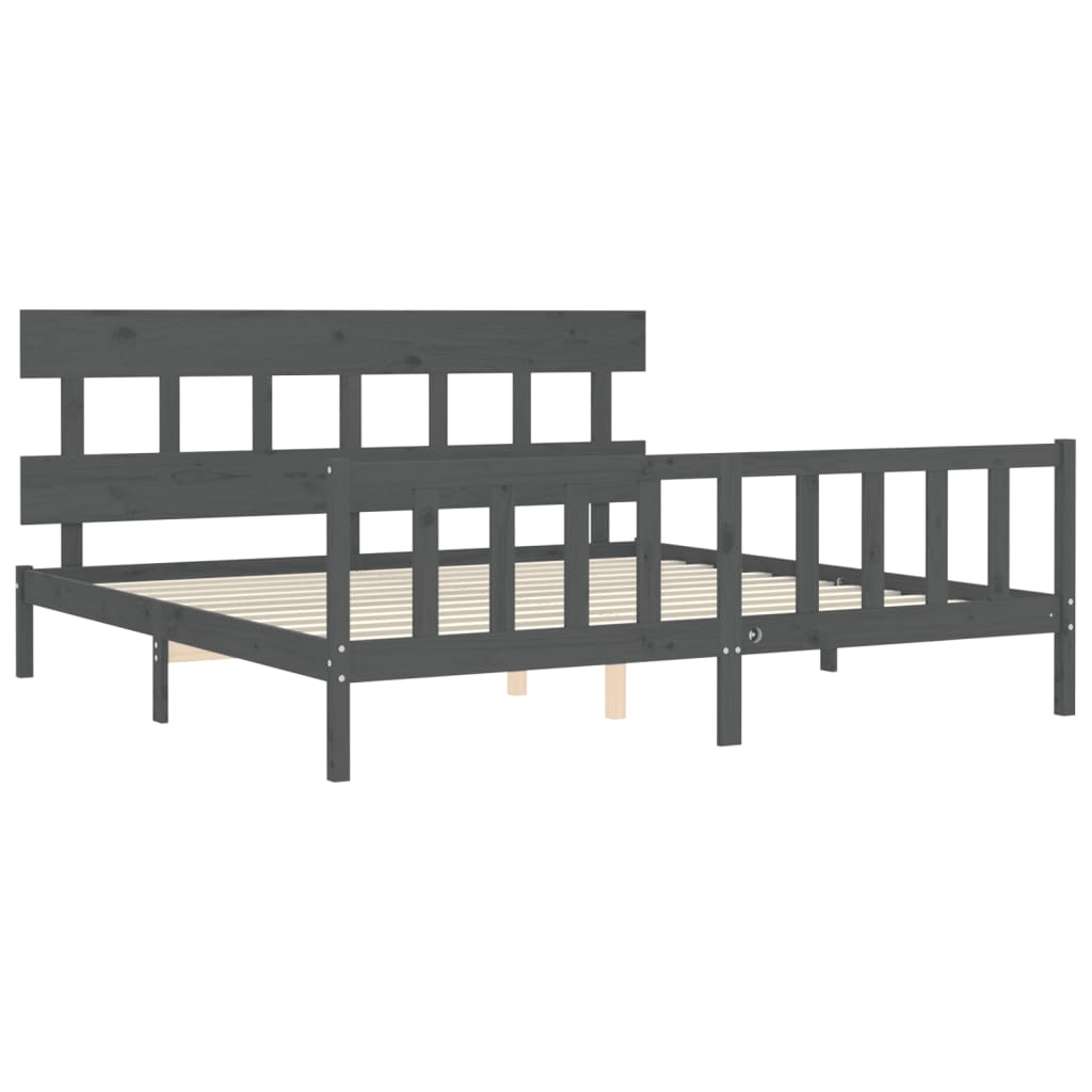 Bed Frame without Mattress Grey 200x200 cm Solid Wood Pine