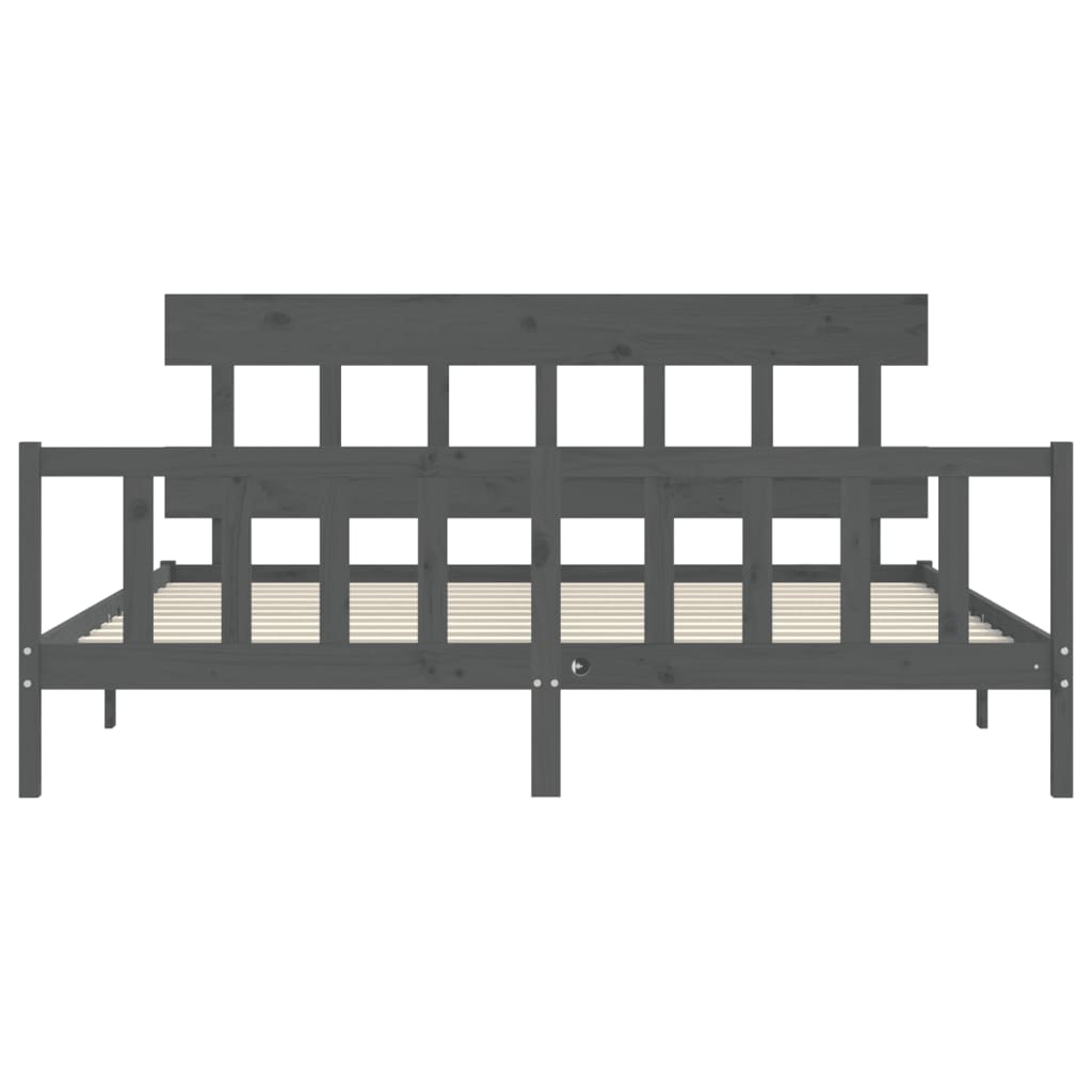 Bed Frame without Mattress Grey 200x200 cm Solid Wood Pine