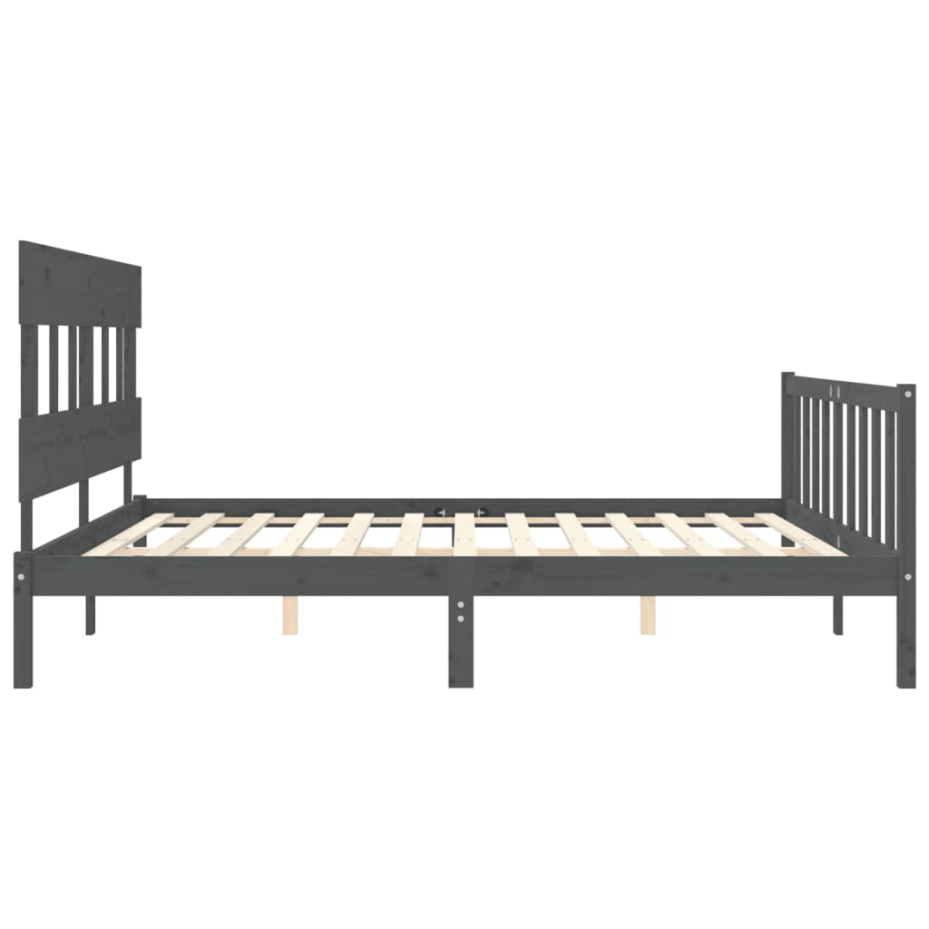 Bed Frame without Mattress Grey 200x200 cm Solid Wood Pine