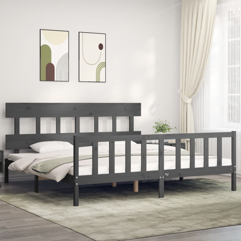 Bed Frame without Mattress Grey 200x200 cm Solid Wood Pine