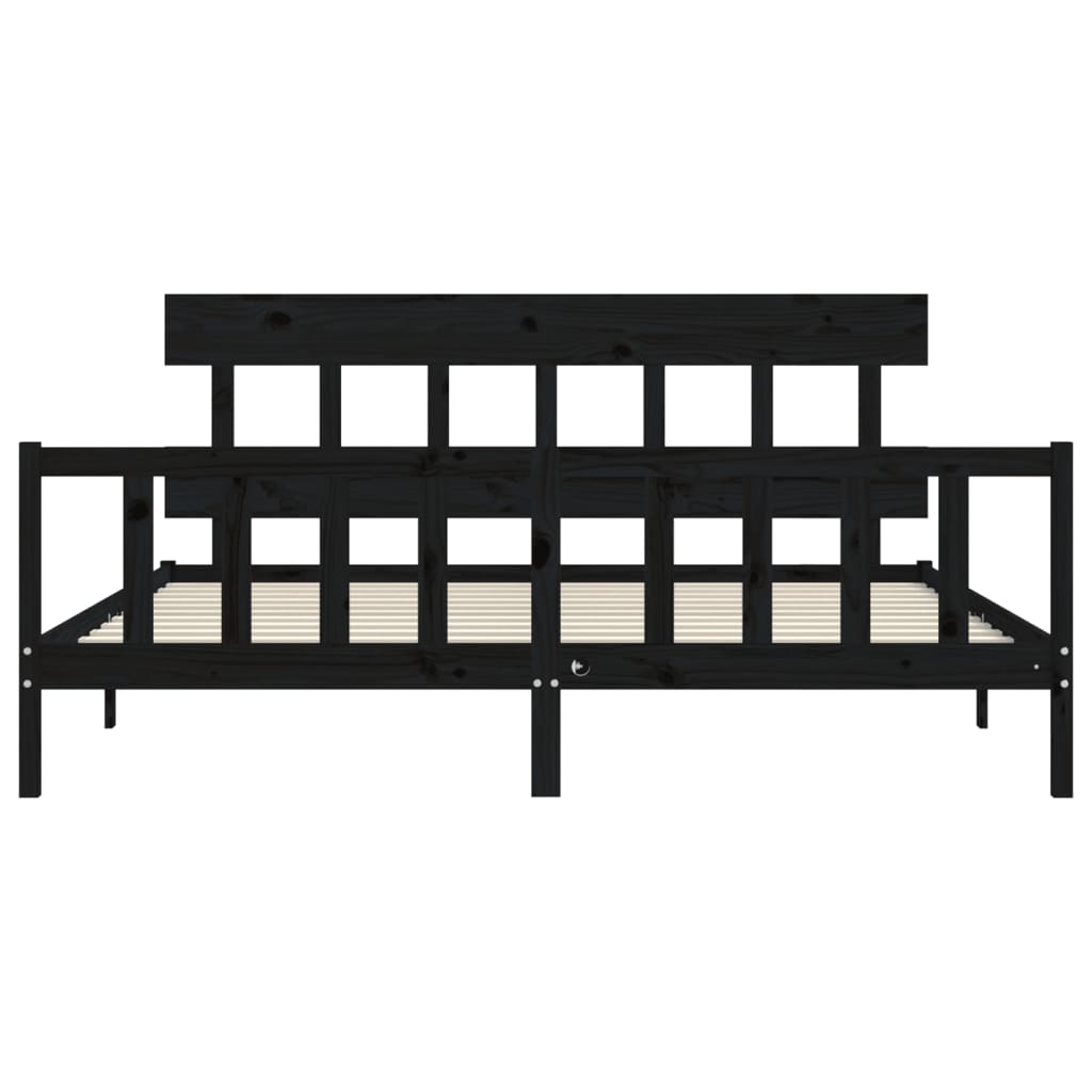 Bed Frame without Mattress Black 200x200 cm Solid Wood Pine