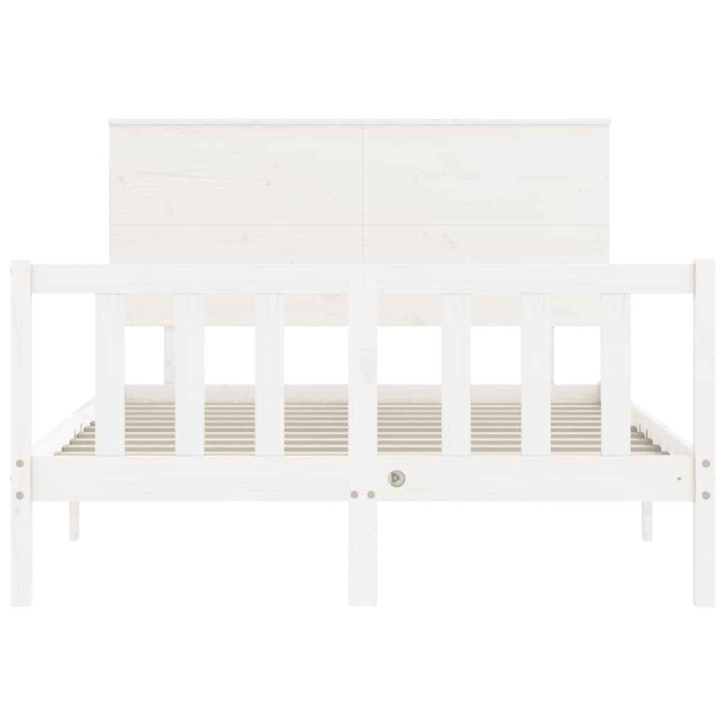 Bed Frame without Mattress White Small Double Solid Wood Pine