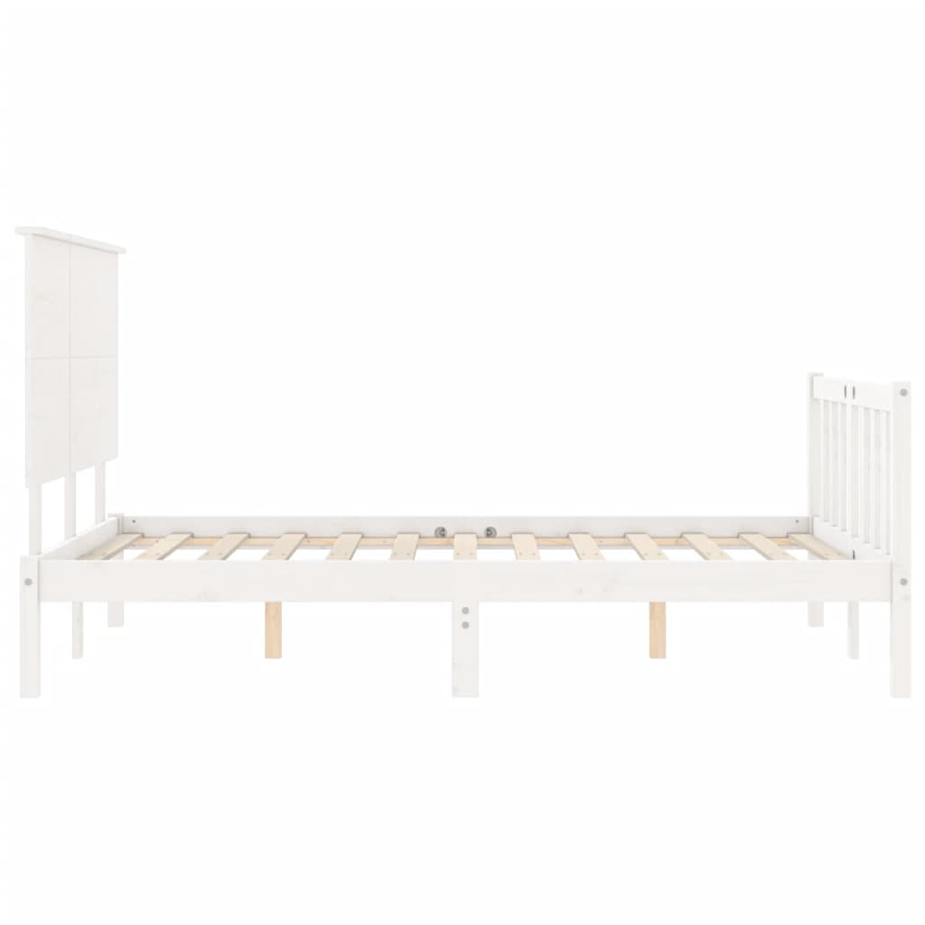 Bed Frame without Mattress White Small Double Solid Wood Pine