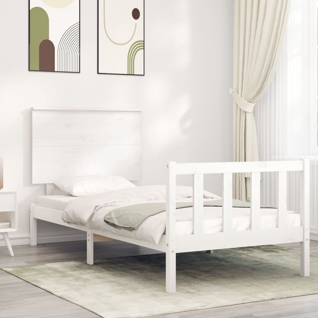 Bed Frame without Mattress White 90x200 cm Solid Wood Pine