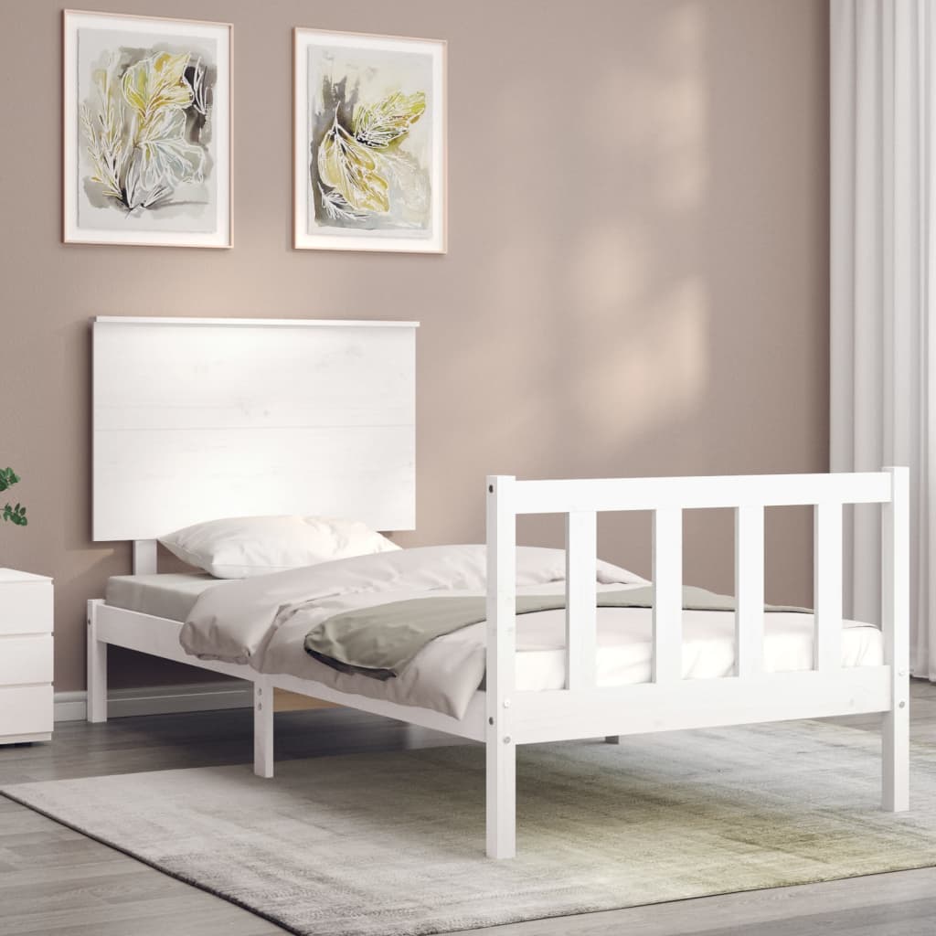 Bed Frame without Mattress White 100x200 cm Solid Wood Pine