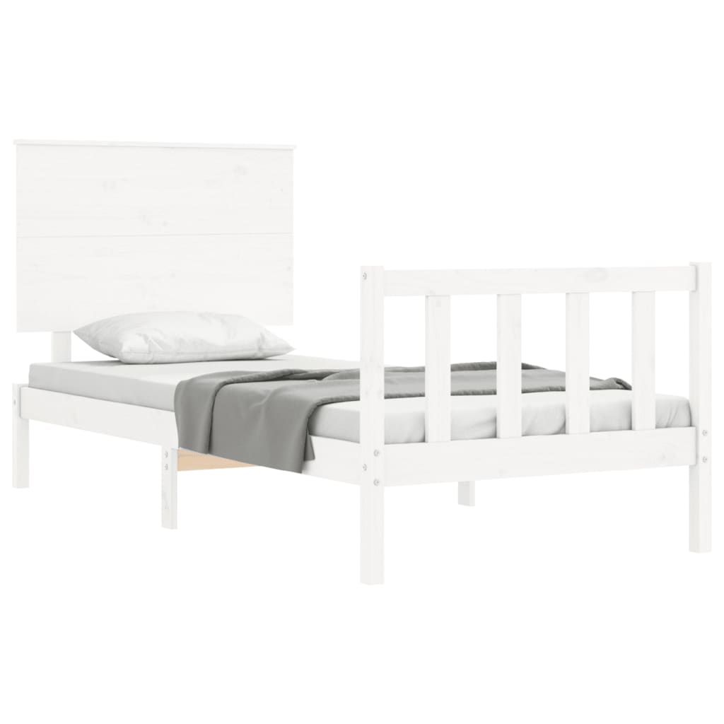 Bed Frame without Mattress White 100x200 cm Solid Wood Pine