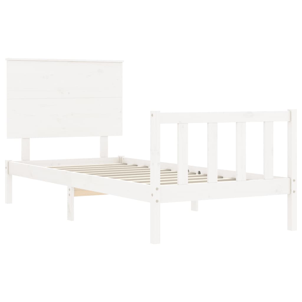Bed Frame without Mattress White 100x200 cm Solid Wood Pine