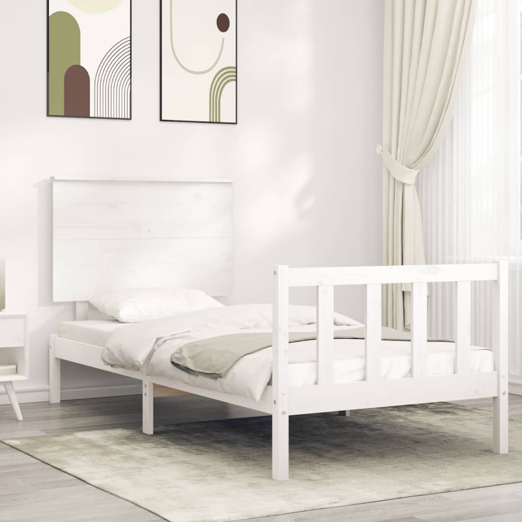 Bed Frame without Mattress White 100x200 cm Solid Wood Pine