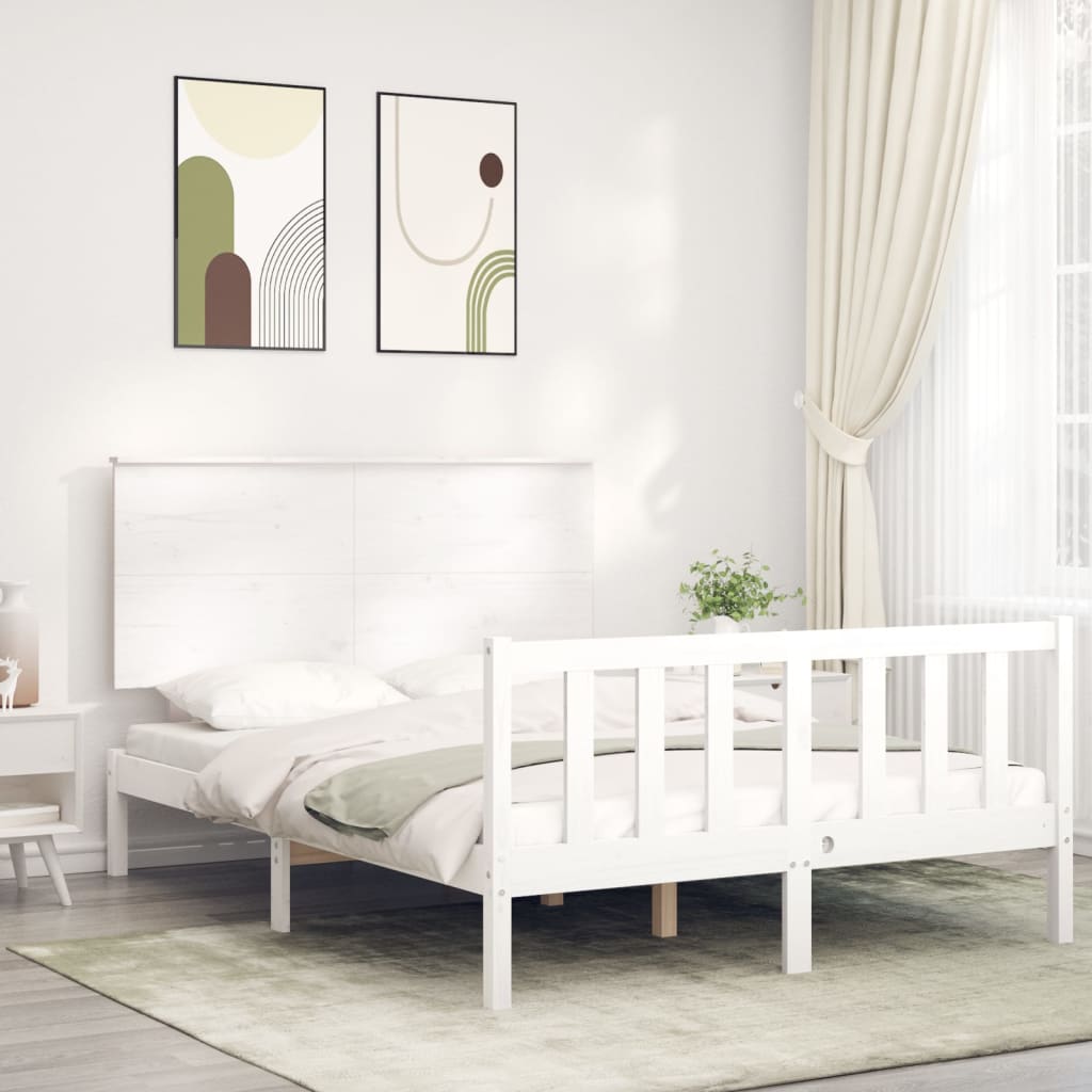 Bed Frame without Mattress White 120x200 cm Solid Wood Pine