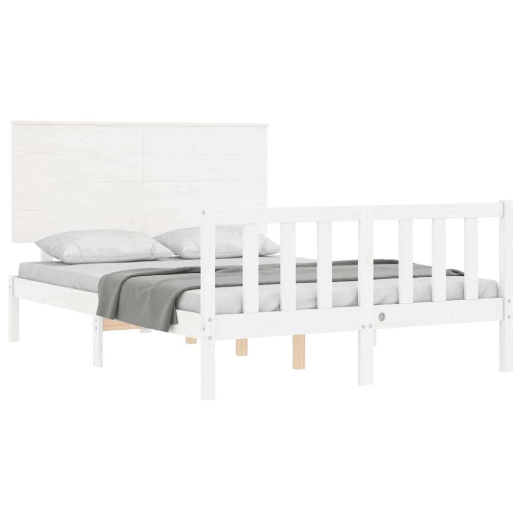 Bed Frame without Mattress White 140x200 cm Solid Wood Pine