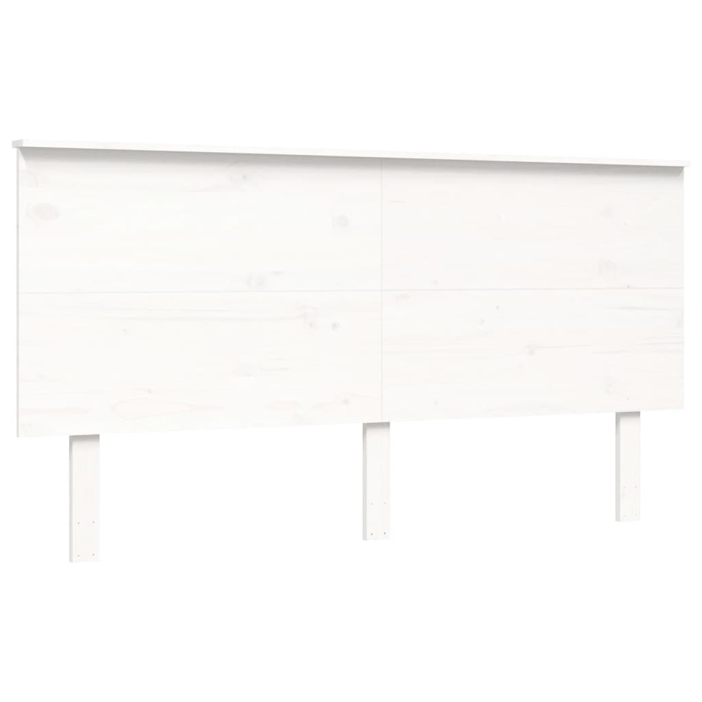 Bed Frame without Mattress White King Size Solid Wood Pine