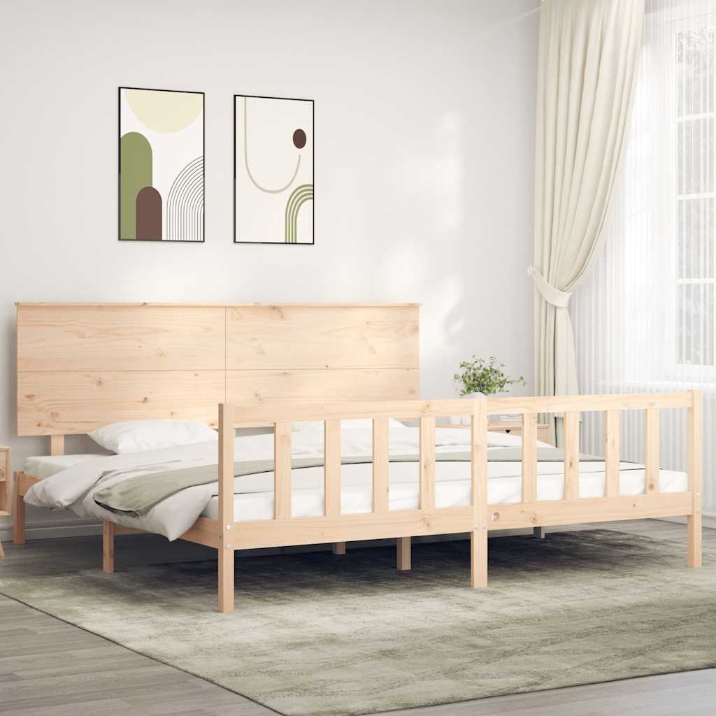 Bed Frame without Mattress Super King Size Solid Wood Pine