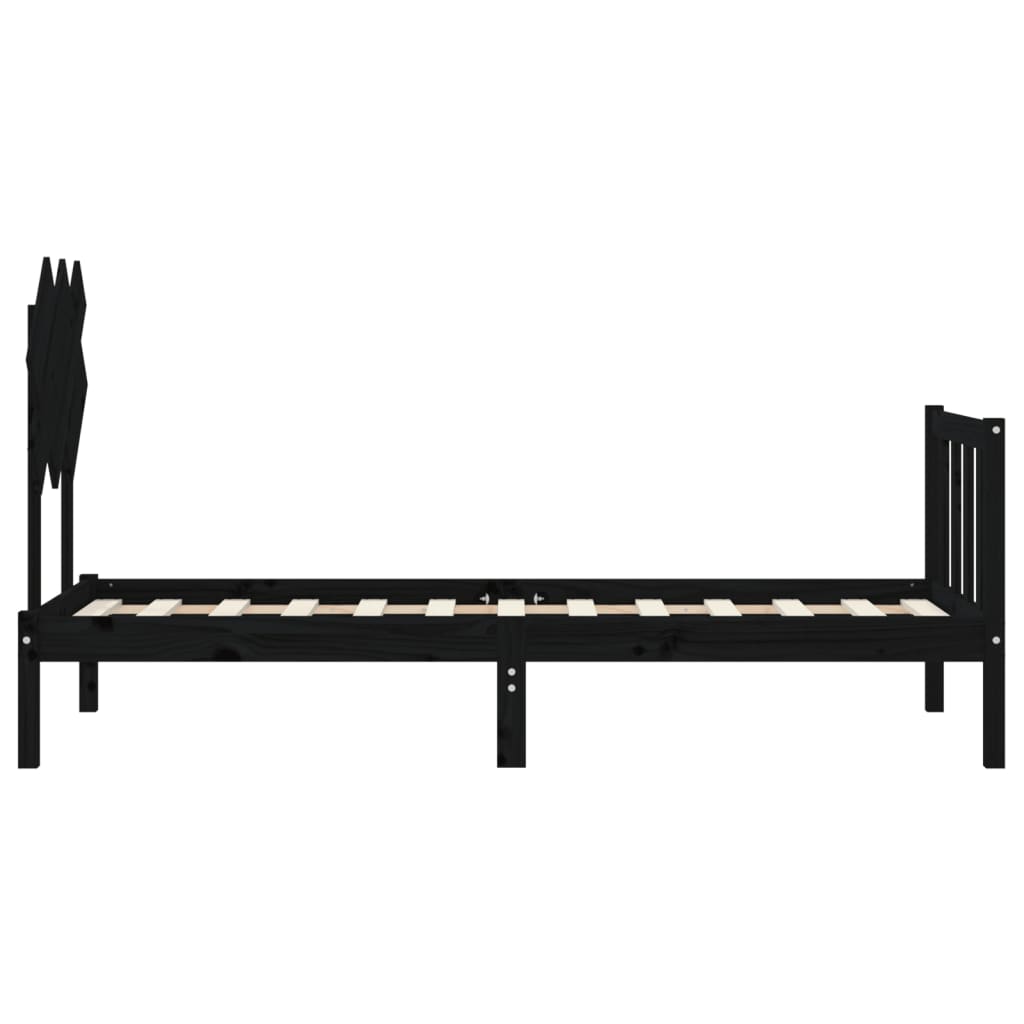 Bed Frame without Mattress Black Small Single Solid Wood Pine