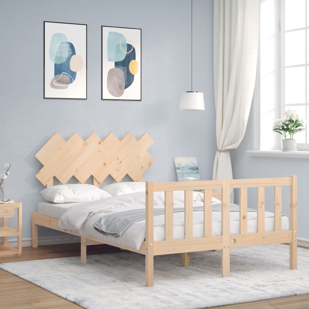 Bed Frame without Mattress Double Solid Wood Pine