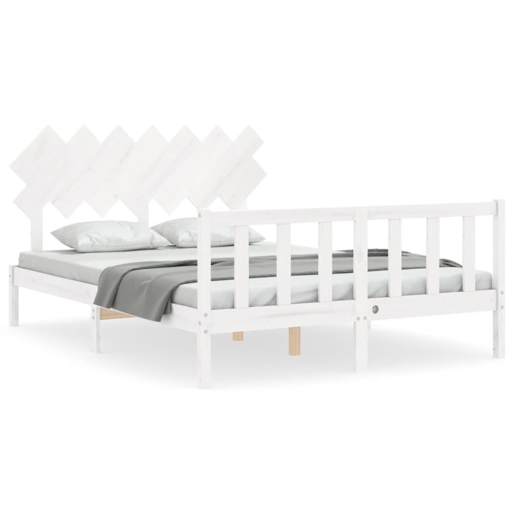 Bed Frame without Mattress White 140x190 cm Solid Wood Pine
