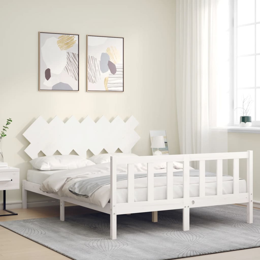Bed Frame without Mattress White 140x190 cm Solid Wood Pine