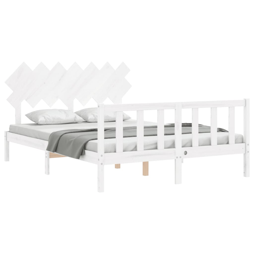 Bed Frame without Mattress White 140x190 cm Solid Wood Pine
