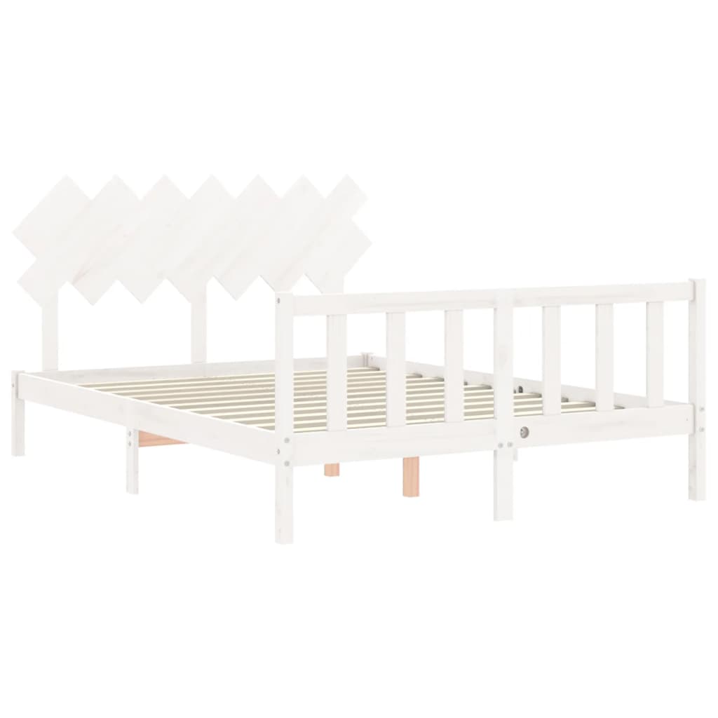 Bed Frame without Mattress White 140x190 cm Solid Wood Pine