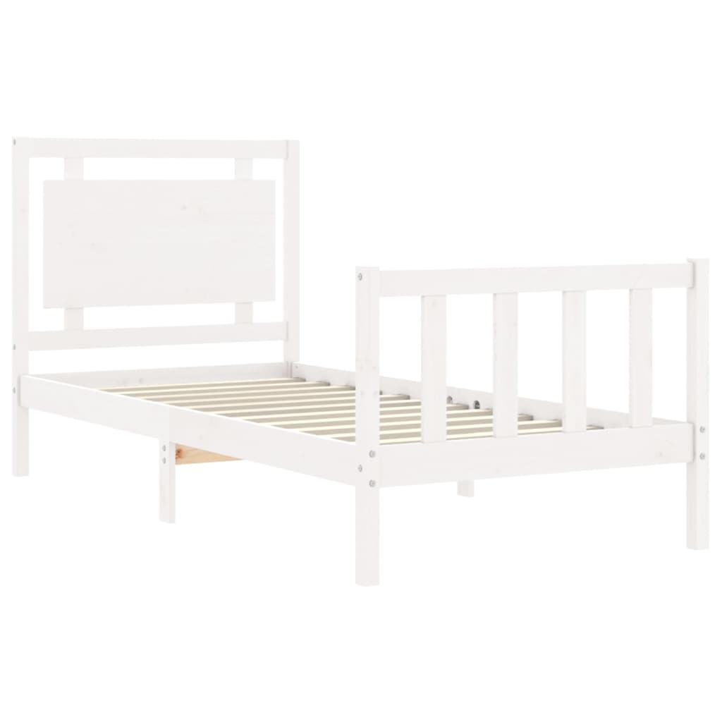 Bed Frame without Mattress White 90x200 cm Solid Wood Pine