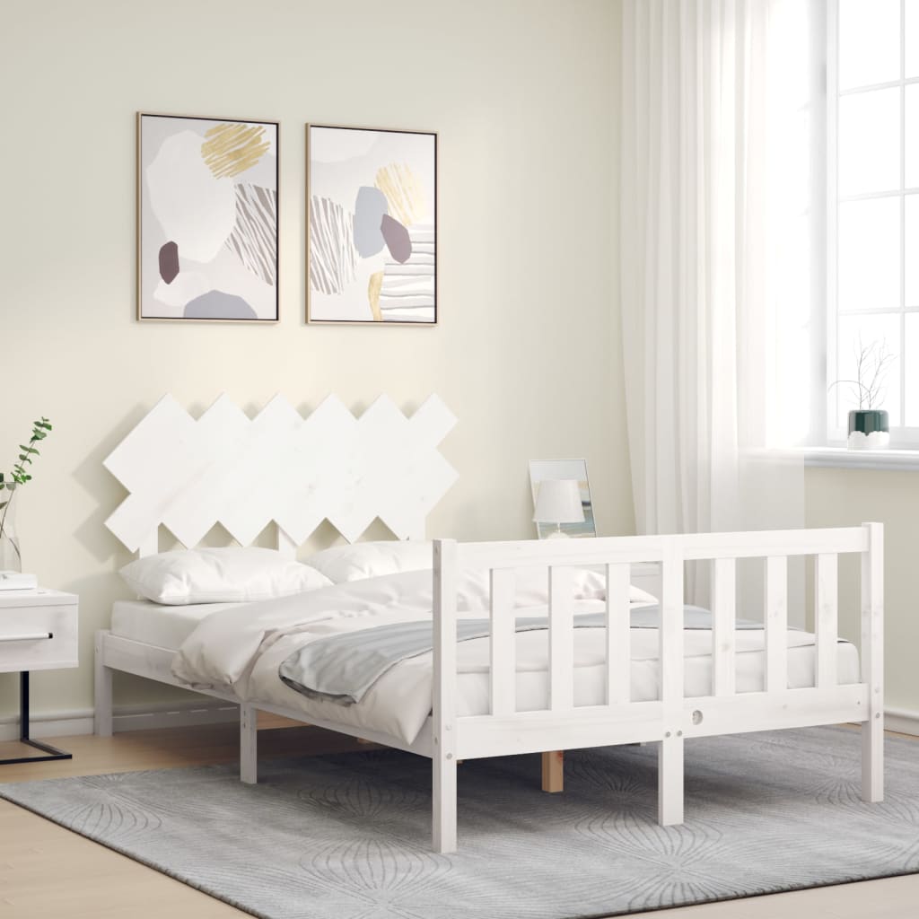 Bed Frame without Mattress White 120x200 cm Solid Wood Pine