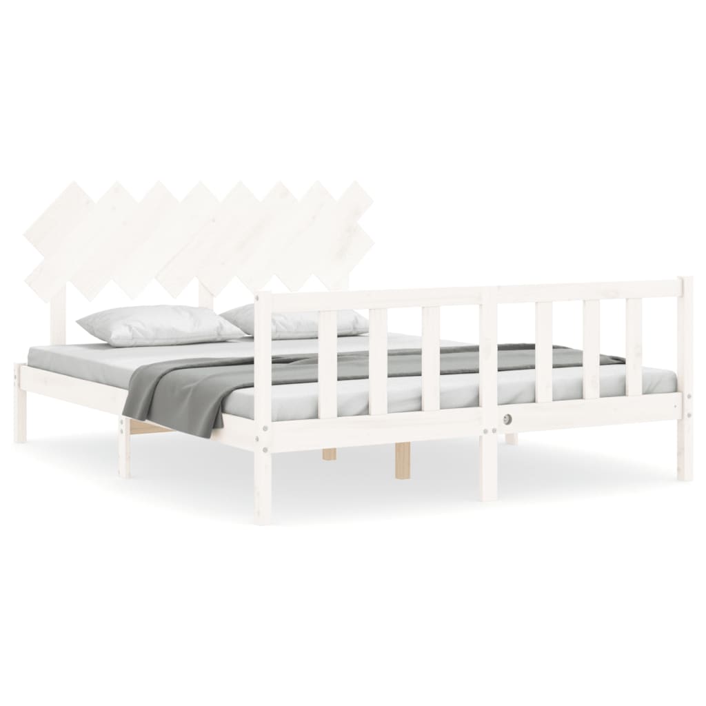 Bed Frame without Mattress White 160x200 cm Solid Wood Pine