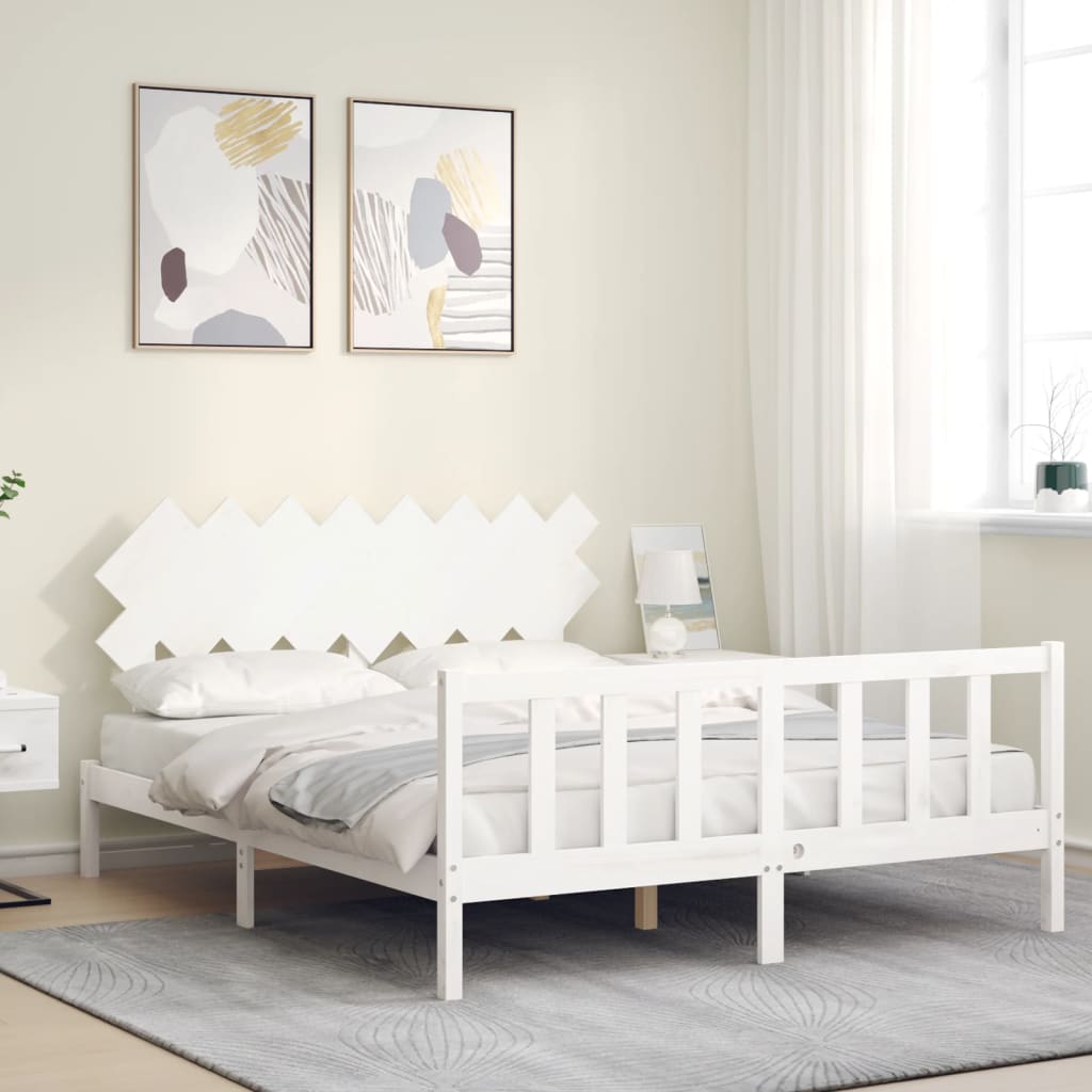 Bed Frame without Mattress White 160x200 cm Solid Wood Pine