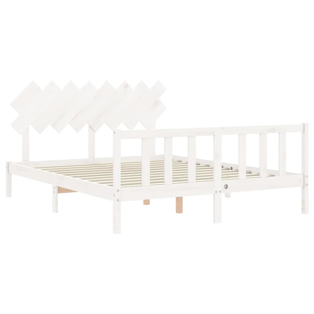 Bed Frame without Mattress White 160x200 cm Solid Wood Pine