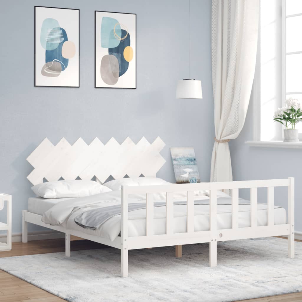 Bed Frame without Mattress White 160x200 cm Solid Wood Pine