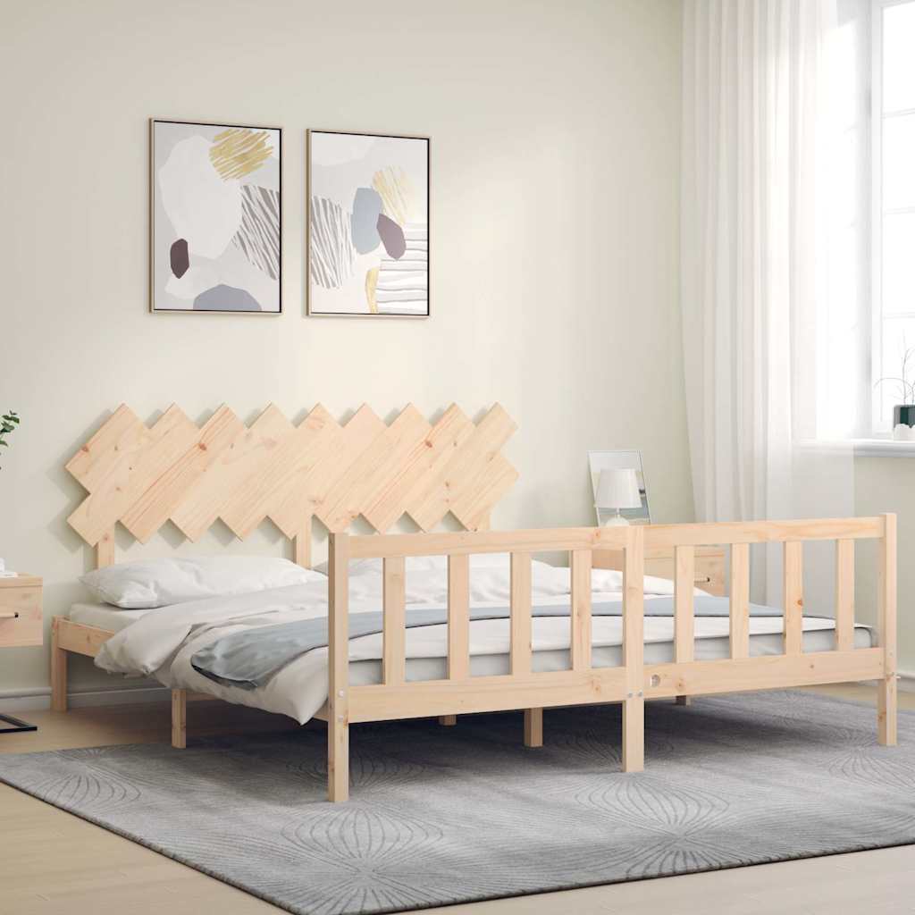 Bed Frame without Mattress Super King Size Solid Wood Pine