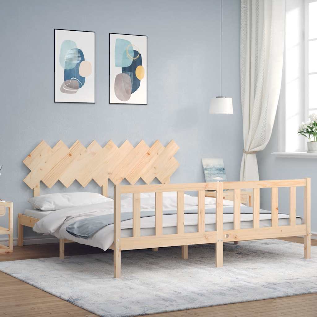Bed Frame without Mattress Super King Size Solid Wood Pine