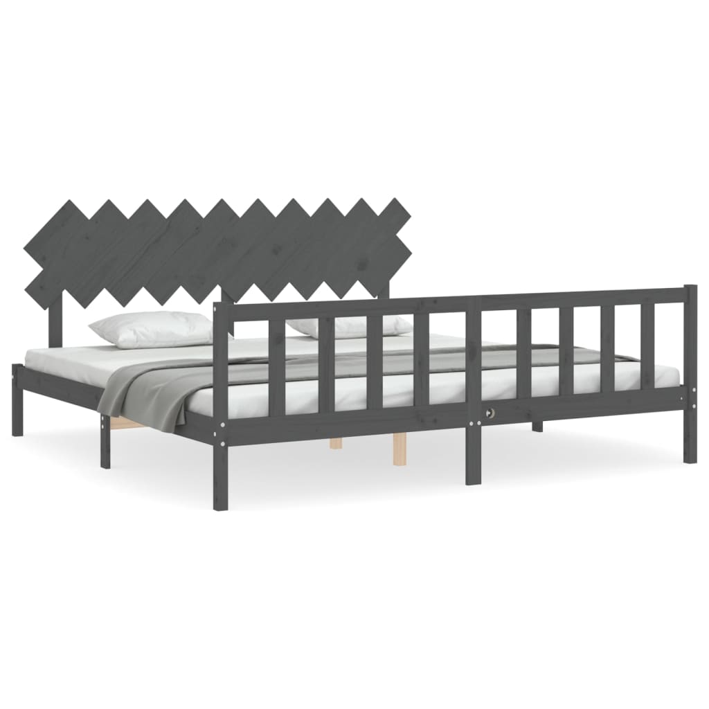 Bed Frame without Mattress Grey 200x200 cm Solid Wood Pine