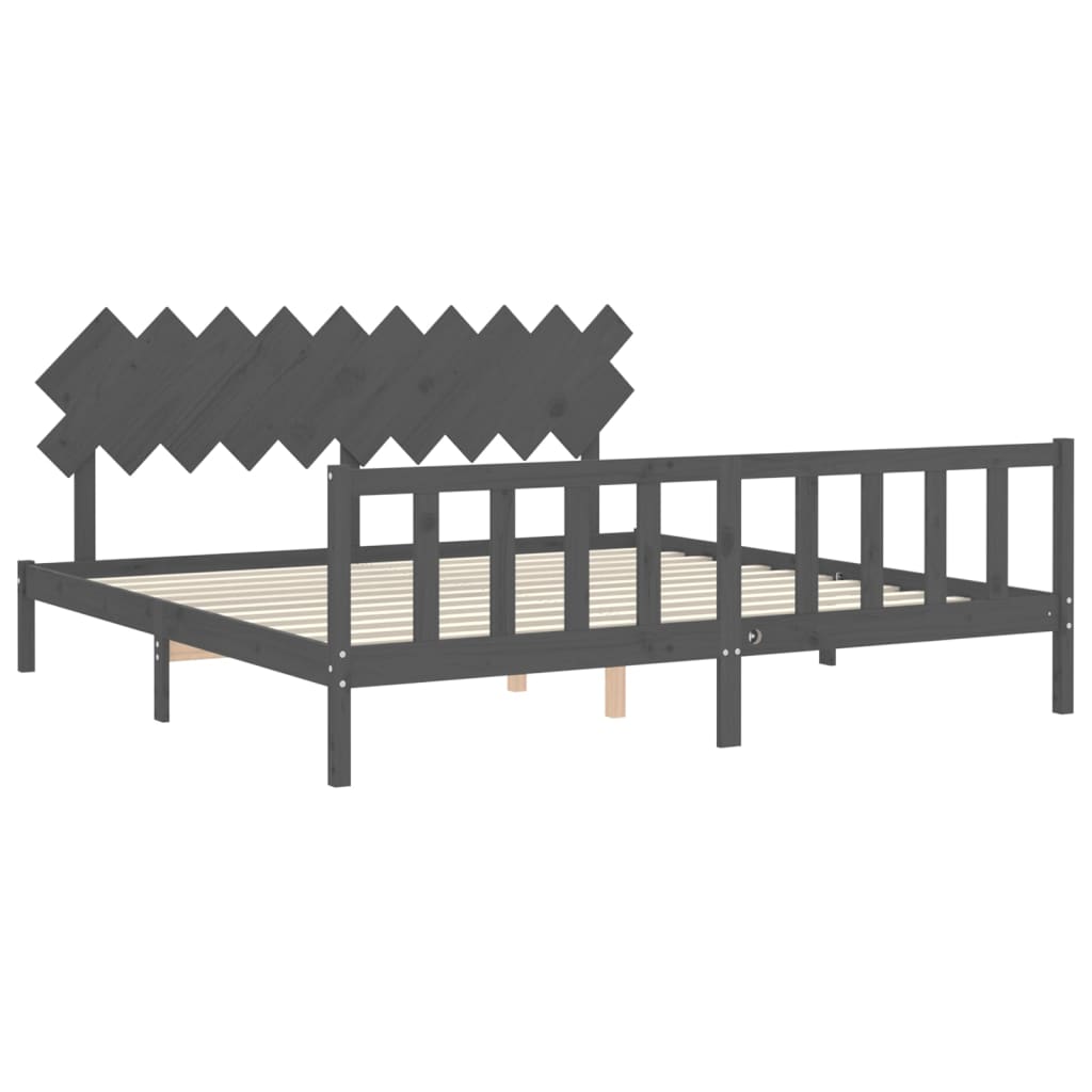 Bed Frame without Mattress Grey 200x200 cm Solid Wood Pine