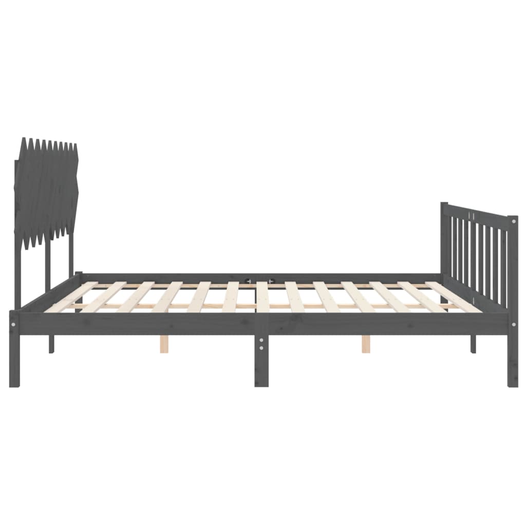 Bed Frame without Mattress Grey 200x200 cm Solid Wood Pine