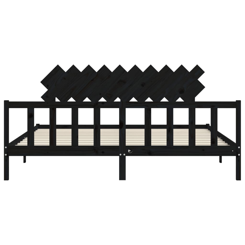 Bed Frame without Mattress Black 200x200 cm Solid Wood Pine