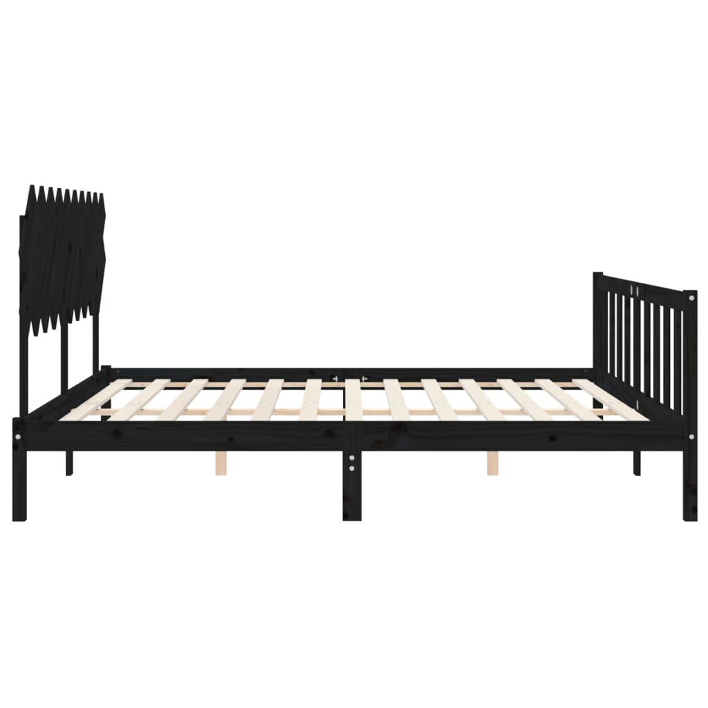 Bed Frame without Mattress Black 200x200 cm Solid Wood Pine