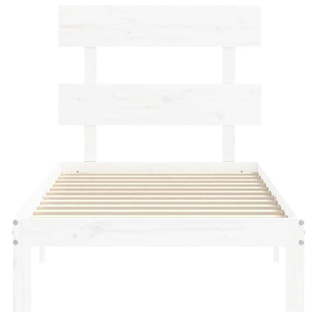 Bed Frame without Mattress White Single Solid Wood Pine