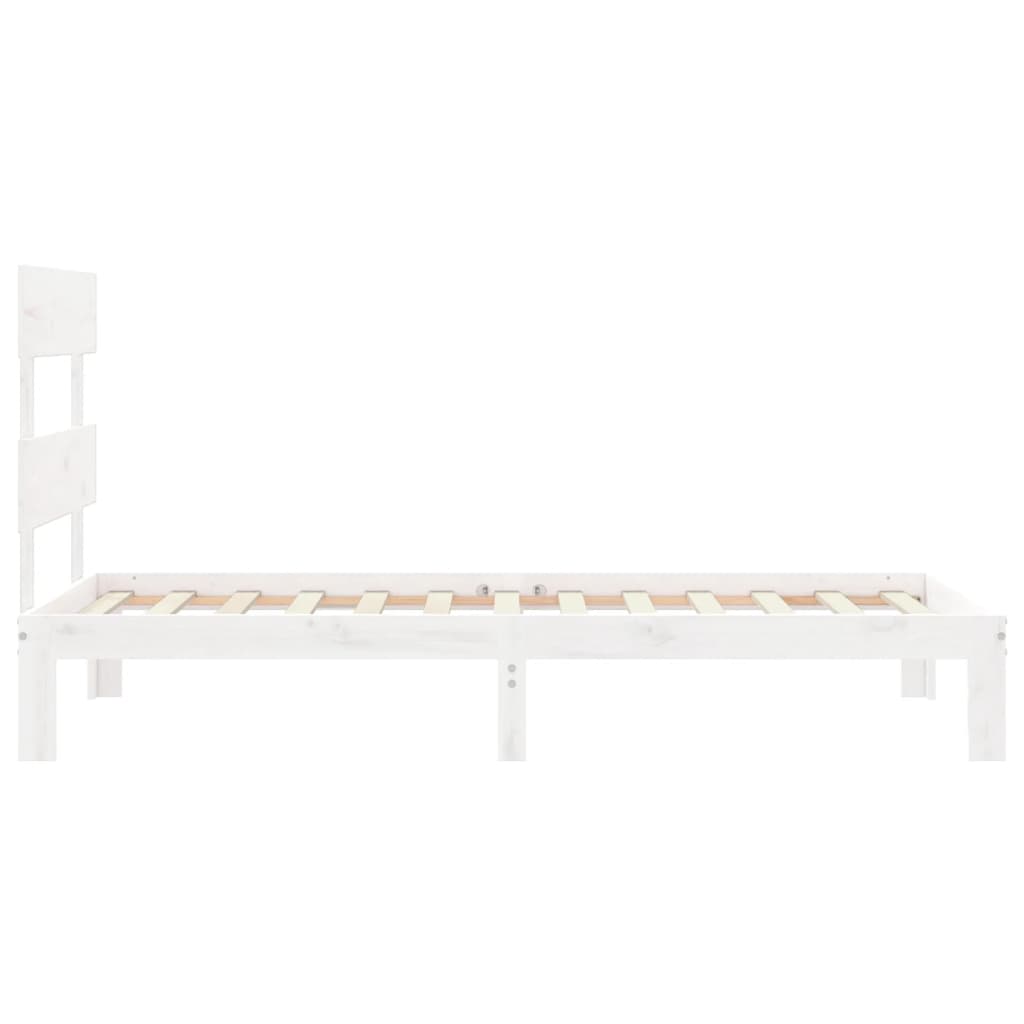 Bed Frame without Mattress White Single Solid Wood Pine